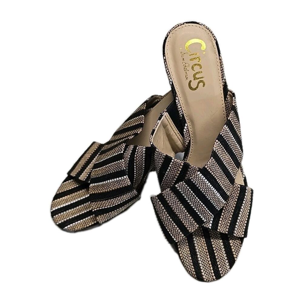 Circus by Sam Edelman Stevie Mules Womens 10 Striped Block Heel Slide Sandals